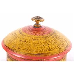 Nordic Hand Engraved And Painted Wooden Jar