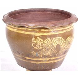 Large Hand Painted Oriental Ceramic Pot And Stand