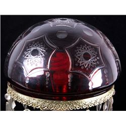Etched Glass Ruby Red Lamp