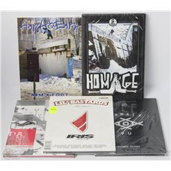 LOT OF 5 VARIOUS SKATE BOARDING/SNOW BOARDING DVDs