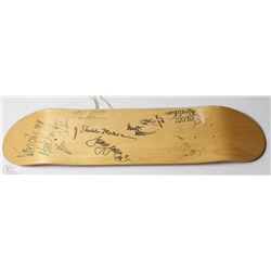 OLIVE SKATE BOARD SIGNATURES COLLECTED AT SLAM CITY JAM.