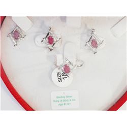 #1-STERLING SILVER ENHANCED RUBY & CUBIC CRYSTALS