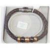 Image 1 : #2-STAINLESS STEEL BROWN LEATHER MEN'S BRACELET