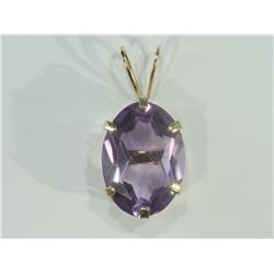 #5-14K YELLOW GOLD LARGE AMETHYST PENDANT