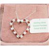 Image 1 : #7-STERLING SILVER GARNET PENDANT NECKLACE