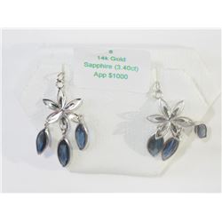 #8-14K WHITE GOLD SAPPHIRE EARRINGS