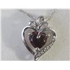 Image 1 : #9-STERLING SILVER GARNET HEART PENDANT