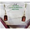 Image 1 : #10-10KT YELLOW GOLD GARNET & DIAMOND EARRINGS