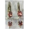 Image 2 : #11-9KT YELLOW GOLD GARNET & DIAMOND EARRINGS