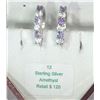 Image 1 : #12-STERLING SILVER AMETHYST HOOP EARRINGS