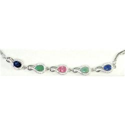 #14-STERLING SILVER SAPPHIRE RUBY EMERALD &