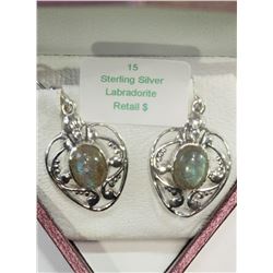 #15-STERLING SILVER LABRADORITE EARRINGS