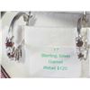 Image 1 : #17-STERLING SILVER GARNET HOOP EARRINGS