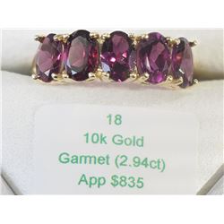 #18-10 KT YELLOW GOLD GARNET RING