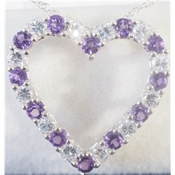 #19-STERLING AMETHYST HEART SHAPED PENDANT