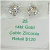 Image 2 : #25-14KT GOLD CUBIC ZIRCONIA EARRINGS
