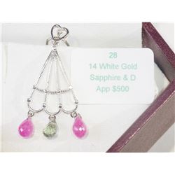 #28-14K WHITE GOLD FANCY COLOUR SAPPHIRE &