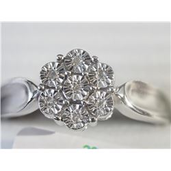 #29-STERLING SILVER 7 DIAMOND RING