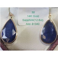 #30-14K YELLOW GOLD SAPPHIRE EARRINGS