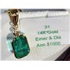 Image 1 : #31-14KT YELLOW GOLD EMERALD & DIAMOND