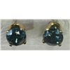 Image 1 : #33-14 KT YELLOW GOLD,  BLUE DIAMONDS EARRINGS
