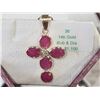 Image 1 : #36-14KT YELLOW GOLD RUBY & DIAMOND CROSS