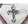 Image 1 : #39-STERLING SILVER BLUE DIAMONDCROSS PENDANT