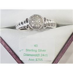#40-STERLING SILVER DIAMOND RING