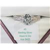 Image 1 : #45-STERLING SILVER AQUAMARINE & DIAMONDS RING
