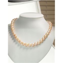 #48-STERLING SILVER PINK FRESHWATER PEARL NECKLACE