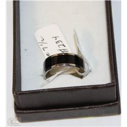 STAINLESS STEEL BLACK 2 TONE RING SIZE 7.5