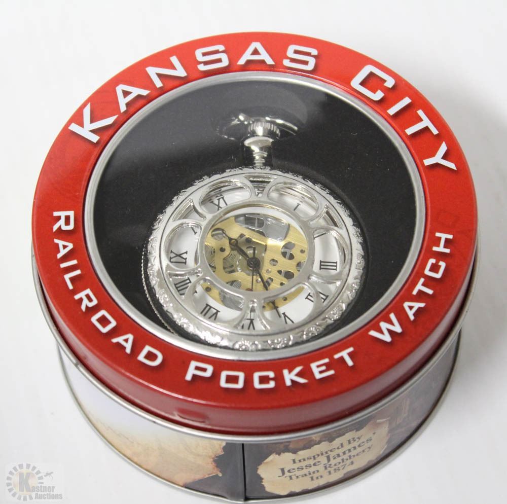 KANSAS CITY RAILROAD POCKET WATCH IN TIN