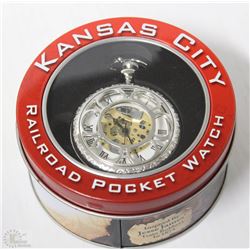 KANSAS CITY RAILROAD POCKET WATCH IN TIN