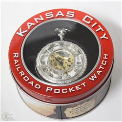 KANSAS CITY RAILROAD POCKET WATCH IN TIN