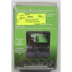 NEW POWERLINE,CONVERTS FOREIGN VOLTAGES FOR SAFE