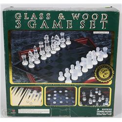 NEW GLASS AND WOOD 3 GAME SET