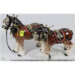 PAIR OF VINTAGE CERAMIC CLYDESDALE HORSES WITH