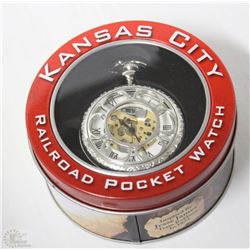 KANSAS CITY RAILROAD POCKET WATCH IN TIN