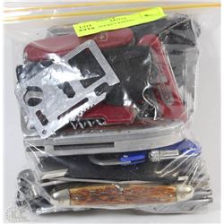 BAG OF ASSORTED POCKET KNIVES