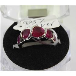 #84- RED RUBY .925 STERLING SILVER RING