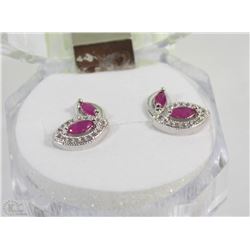#86- RED RUBY .925 STERLING SILVER EARRINGS