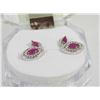 Image 1 : #86- RED RUBY .925 STERLING SILVER EARRINGS