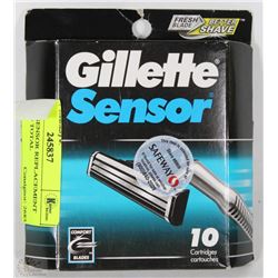 GILLETTE SENSOR REPLACEMENT BLADES (10 TOTAL