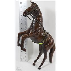 VINTAGE HANDMADE LEATHER HORSE WITH GLASS EYES