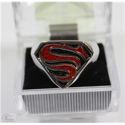 SUPERMAN LOGO SILVER TONE RING