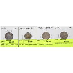 LOT OF 4 FOREIGN COINS FROM YEARS 1946, 1953,