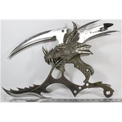 FANTASY STYLE DOUBLE BLADE WITH DRAGON HEAD HANDLE