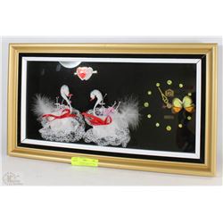 VINTAGE SHADOW BOX "LEE PINE QUARTZ CLOCK " WITH