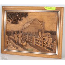 CARVING ART "WALK IN THE COUNTRY RUSTIC SIGNED