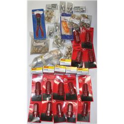 BOX OF BATTERY BRUSHES, SPARK PLUG REMOVER &
